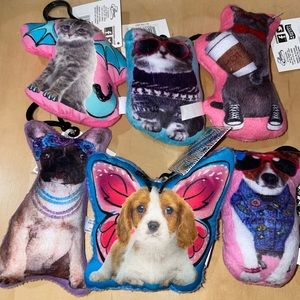 Brand New With Tags Lot of 6 Puppy Dog and Kitten Cat Plush Backpack Clips
